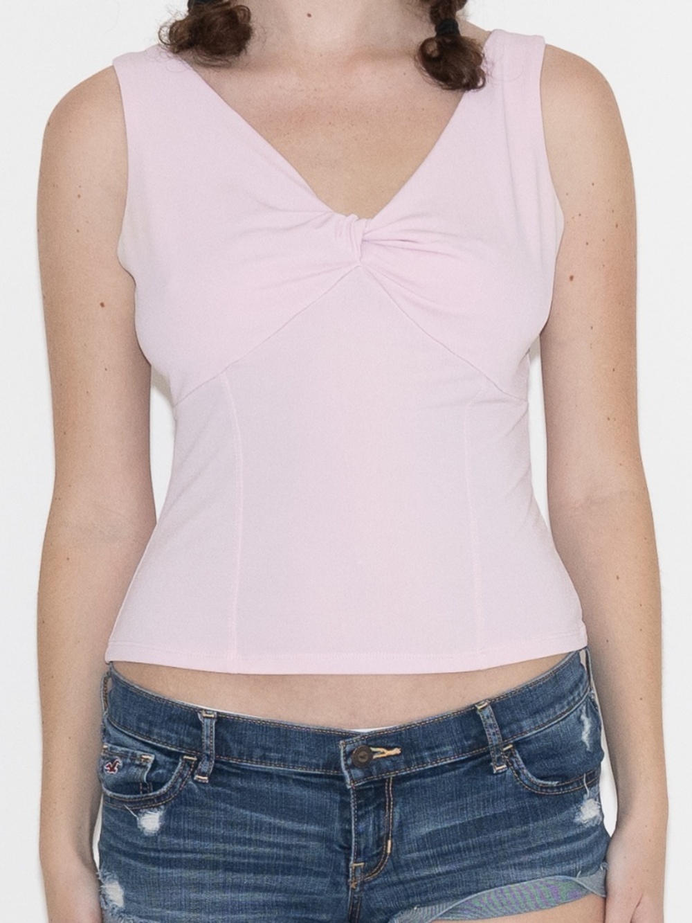 Y2k pink v neck tank top ruched size medium CDW Creative design works